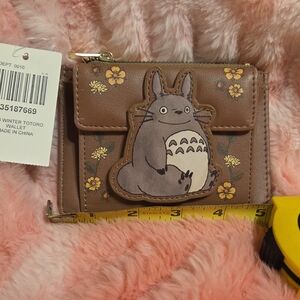 BNWT TOtoro Brown Wallet with Floral Design